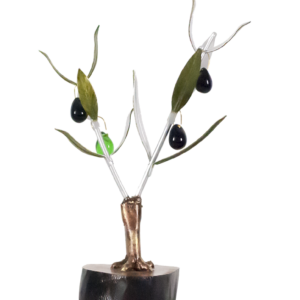 Olivo decorativo 2 ramas en base madera