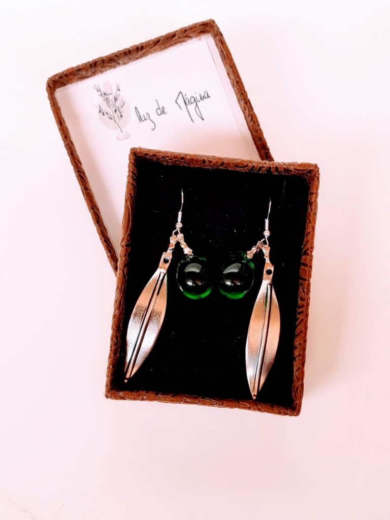 Pendientes de aceituna y hoja de plata - Imagen 4