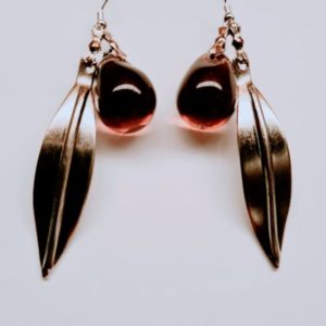 Pendientes de aceituna y hoja de plata