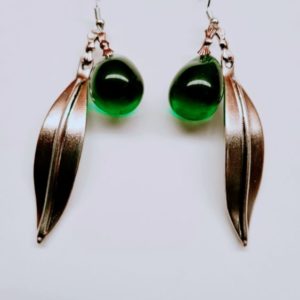 Pendientes de aceituna y hoja de plata
