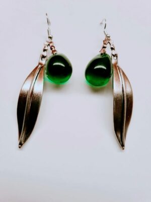 Pendientes de aceituna y hoja de plata