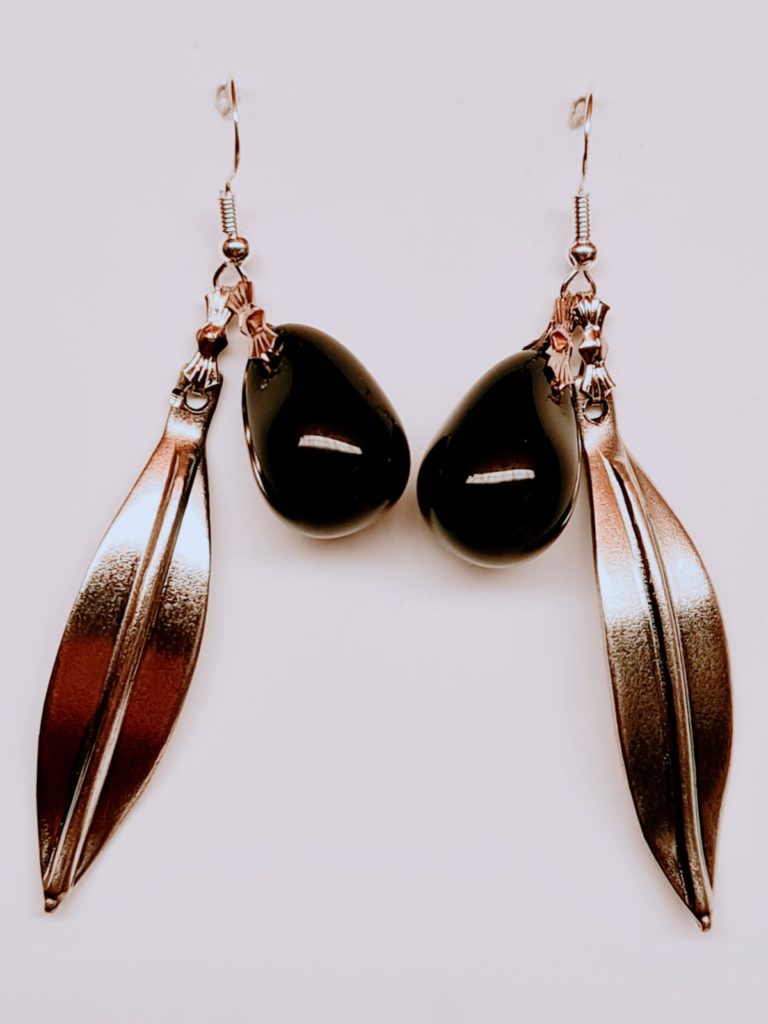Pendientes de aceituna y hoja de plata - Imagen 3