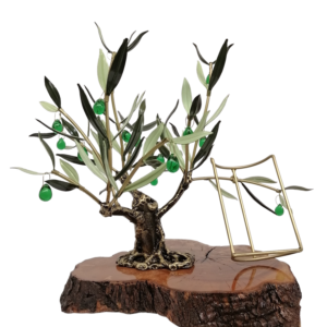 Olivo Expositor grande con Base de Madera de Olivo